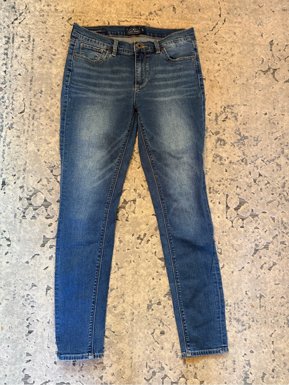 Lucky Brand Mid-Blue Skinny Jeans with Fading